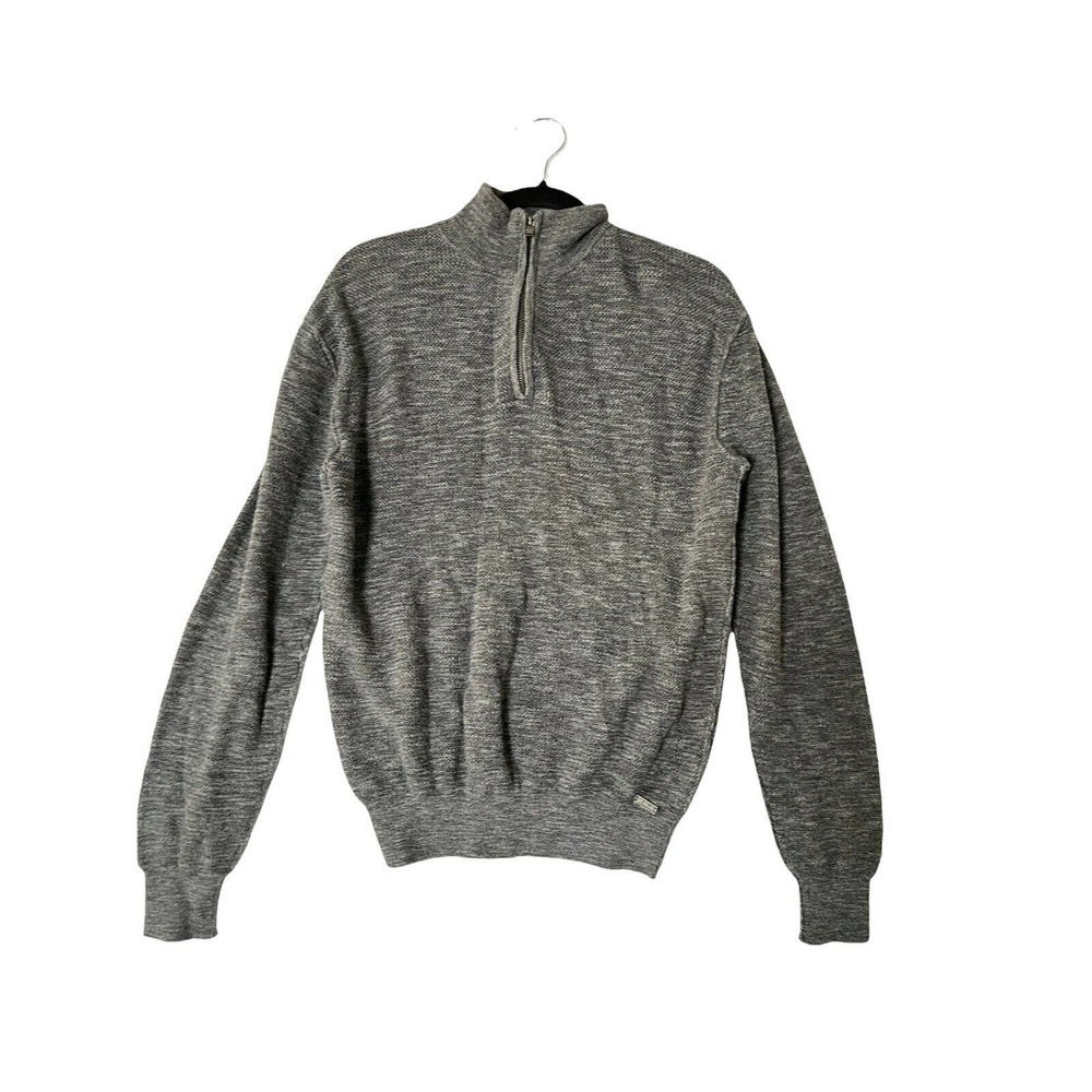 J.B. HOLT Mens Sweater THE JEFFERSON Gray 1/4 Quarter Zip Knit Pullover Size L